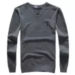 ralph lauren pulls 2019U discount hommes big pony v neck epaissir gris